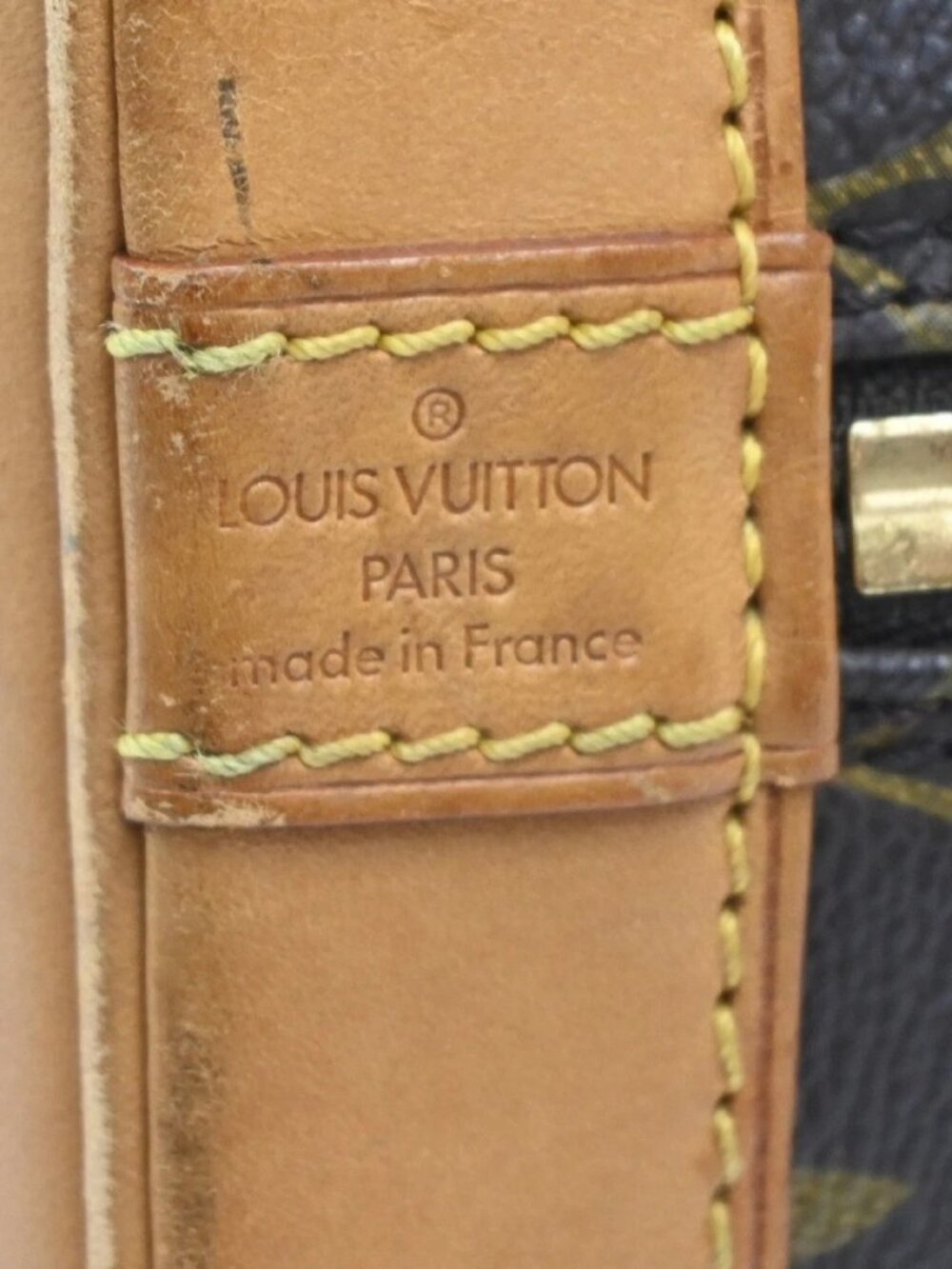 LOUIS VUITTON LV Logo Alma Hand Bag Monogram Leather Brown France M51130 73MA512 - Picture 8 of 15